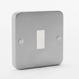 Detailed 3D rendering of a modern single light switch for Blender modeling and texturing practice.
