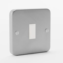 "Hyper-realistic 3D model of a single silver light switch with white button. Perfect for household appliances design projects in Blender 3D software. Includes detailed brush texture."