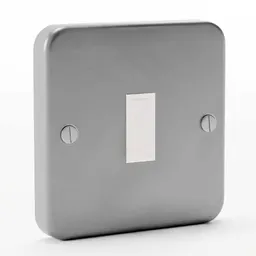 Detailed 3D rendering of a modern single light switch for Blender modeling and texturing practice.