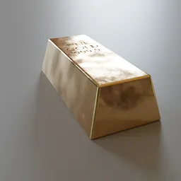 High-quality 3D-rendered gold bar with realistic reflections, suitable for Blender 3D projects.