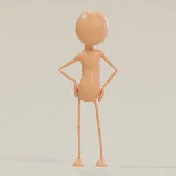 Basic stylized humanoid 3D model for beginner rigging and animation practice in Blender.