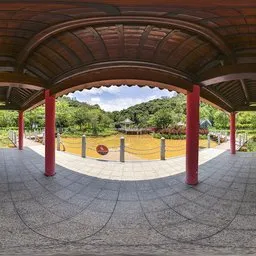 In the pavilion during the day