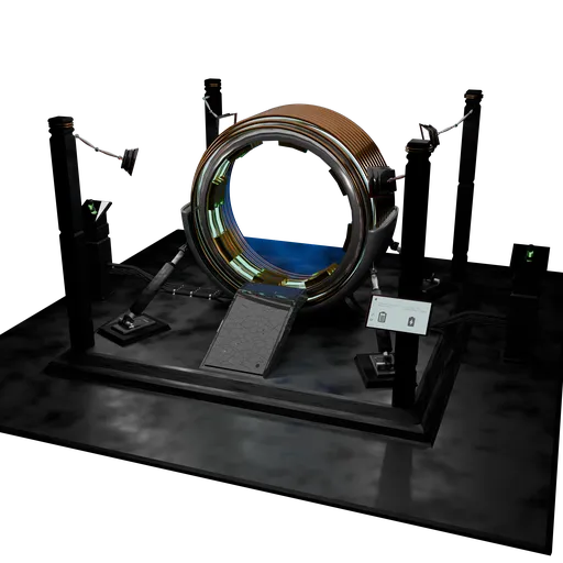 Detailed sci-fi 3D teleporter model with futuristic design, ideal for animation and games, compatible with Blender 3D.