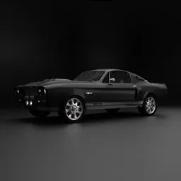 "Discover the stunning black Mustang GT500 Shelby 1967 3D model created in Blender, perfect for Blender 3D enthusiasts. This captivating American car design by Ford, from 1964 to the present day, is sure to make your heart race. Explore this top-rated, full-body 3D model for a truly awesome experience."
