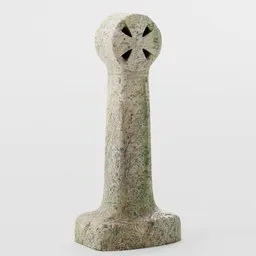 Stone-textured 3D Celtic Cross model with detailed craftsmanship, suitable for Blender rendering.