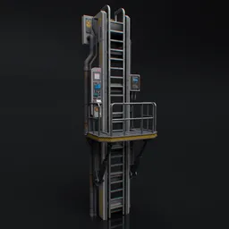 Industrial vertical ladder platform