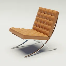Highly-detailed Blender 3D model of a modernist leather and steel chair, perfect for architectural visualizations.