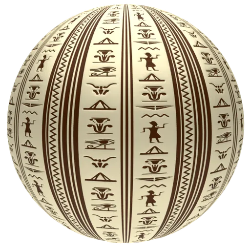 PBR Egyptian Hieroglyph texture for 3D material with adjustable emission, roughness, and color in Blender.