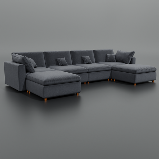 BlenderKit Download the Sofa Sectional Set By Modway model
