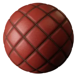 Leather Diamond Quilted Stitch Red Old