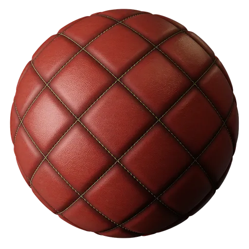 Leather Diamond Quilted Stitch Red Old