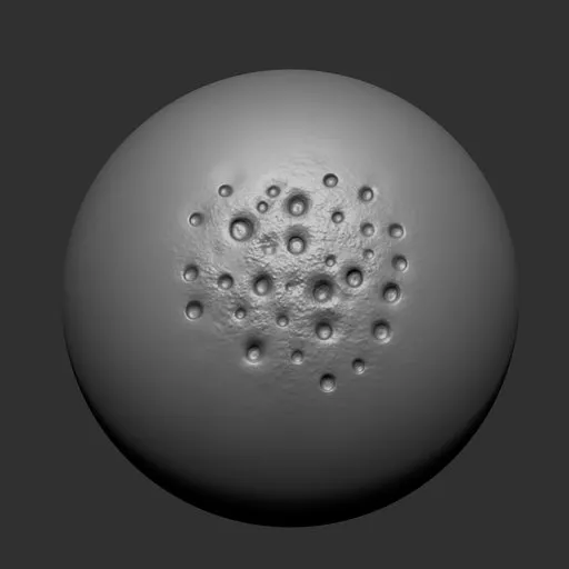 NS Alien Creature Surfaces Holes brush sculpting detailed textures on 3D model, ideal for Blender artists.