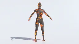 Detailed 3D render of a fantasy female figure with lava-textured skin, suitable for Blender 3D projects.