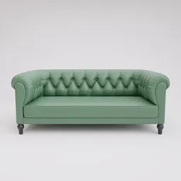 Detailed leather sofa 3D model with tufted upholstery, ideal for Blender rendering and interior design visualizations.