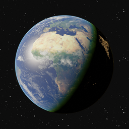 Realistic 3D model of Earth for Blender with detailed textures in a space setting.