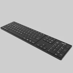 "Black Keyboard Genius SlimStar 8000ME with animated keys in dynamic layout, designed by Blacksmith Product Design in 3D using Blender software."