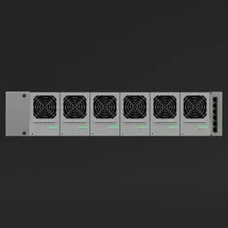Detailed Blender 3D model showcasing six server cooling fans, suitable for server rack simulations.