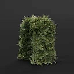 Detailed 3D model of a green hedge for Blender, suitable for game environments and architectural visualization.
