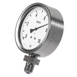 Detailed 3D model of an industrial pressure gauge, designed for Blender with animatable pointer and detachable cover.