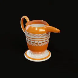 Detailed 3D rendering of an Arabian style tea serving mug designed for Blender, showcasing intricate patterns and realism.