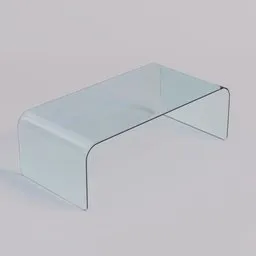 Modern 3D-rendered Blender model of a sleek, curved glass coffee table.