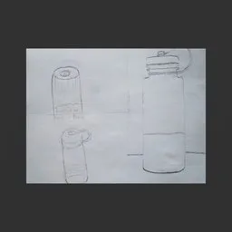 Sketch-style 3D model texture of a water bottle for Blender artists.