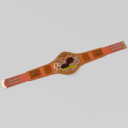 Alt text: "A.G.W. Reeses Champion Belt 3D model for Blender 3D software. Perfect for extreme sport and fantasy gaming with a brown and pink color scheme. The ultimate prize for the undefeated chocolate candy champion."