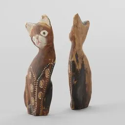 Wooden Cat Figurine