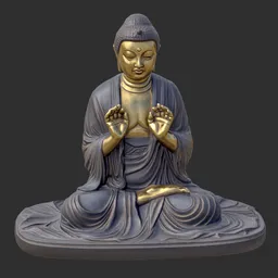 Amida Nyorai Buddha Statue Gilded Bronze