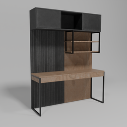 Contemporary 3D Blender model of a sleek desk with shelves, ideal for modern office or home interior renderings.