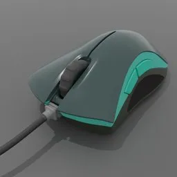 Realistic 3D model rendering of a USB gaming mouse, compatible with Blender 3D software.