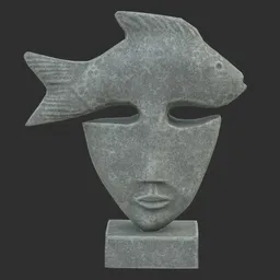Fish face stone statue