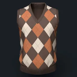 Brown Argyle Knit Vest