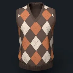 Brown Argyle Knit Vest