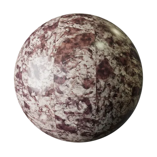 Cream Burgundy Granite Grid Tiles