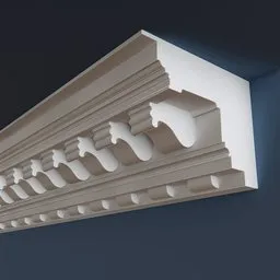 Intricately designed 3D printable coving cornice with PBR texture, ideal for architectural visualization in Blender.