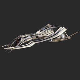 Detailed 3D model of a futuristic spacecraft, compatible with Blender for animation and rendering.