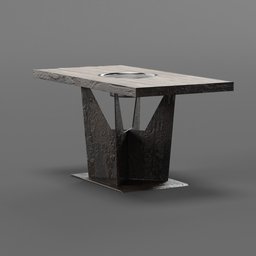 "Table Grill for Restaurant with Charcoal Grill - Blender 3D Model - Wooden Table with Metal Base - Photorealistic 8K Resolution - By Fred A. Precht"