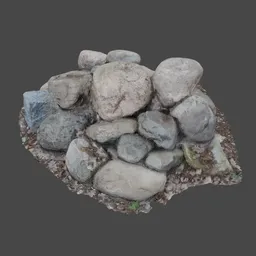 Detailed 3D rock assembly, high-quality textures, optimized for rendering in Blender environments.
