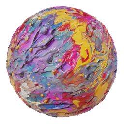 Vibrant PBR oil paint material for Blender 3D with textured strokes in a multicolored abstract design.