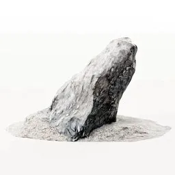 "3D model of a Beach Stone #6 scanned with photogrammetry technique in Blender 3D. Perfect for landscape design and visualization, inspired by Frederik Vermehren's art style and beachfront environment. Texture includes salt, pale gray skin, and mountainous terrain."