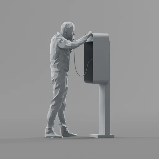 Lowpoly Payphone Talking Guy