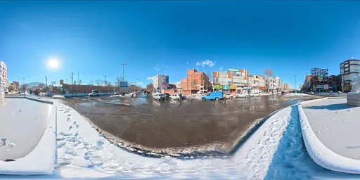 Winter Street With Wet Asphalt