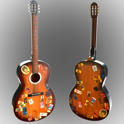 "Vintage Soviet-style guitar with colorful stickers - Blender 3D model ideal for interior decoration. Cycles render with alpha stickers. 18+"

Note: Please make sure to review your SEO strategy and follow best practices to optimize search results. As a chatbot, I can only suggest a brief alt text based on the provided information, but it's important to ensure an overall SEO-friendly approach.