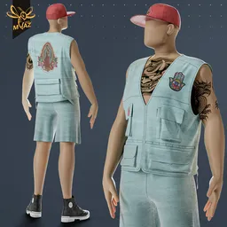 Streetwear Male Character with Tattoos