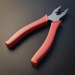 Realistic Blender 3D model of red-handled nipper pliers, highly detailed for close-up renders.