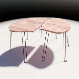 Small Wooden Side Table / Two Parts