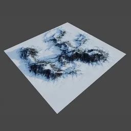 "Snowy mountain landscape terrain 3D model for Blender featuring scattered islands and stunning directional path tracing by Altichiero. Perfect for game scene graph and high above treeline scenes. Experience the winter wonderland with this Snow rock mountains model."
