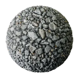 High-resolution PBR stone ground material with assorted pebbles, suitable for Blender 3D and similar applications.