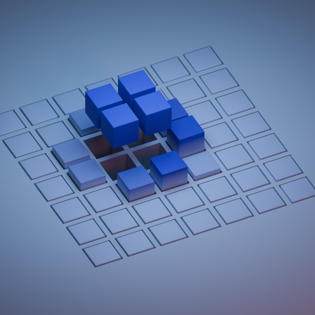 BlenderKit | Download the Curve cubes scene